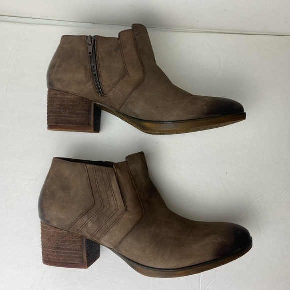 Abeo Women's Size 9 Felicity Brown Leather Side Zip Block Heel Ankle Booties - Picture 7 of 10